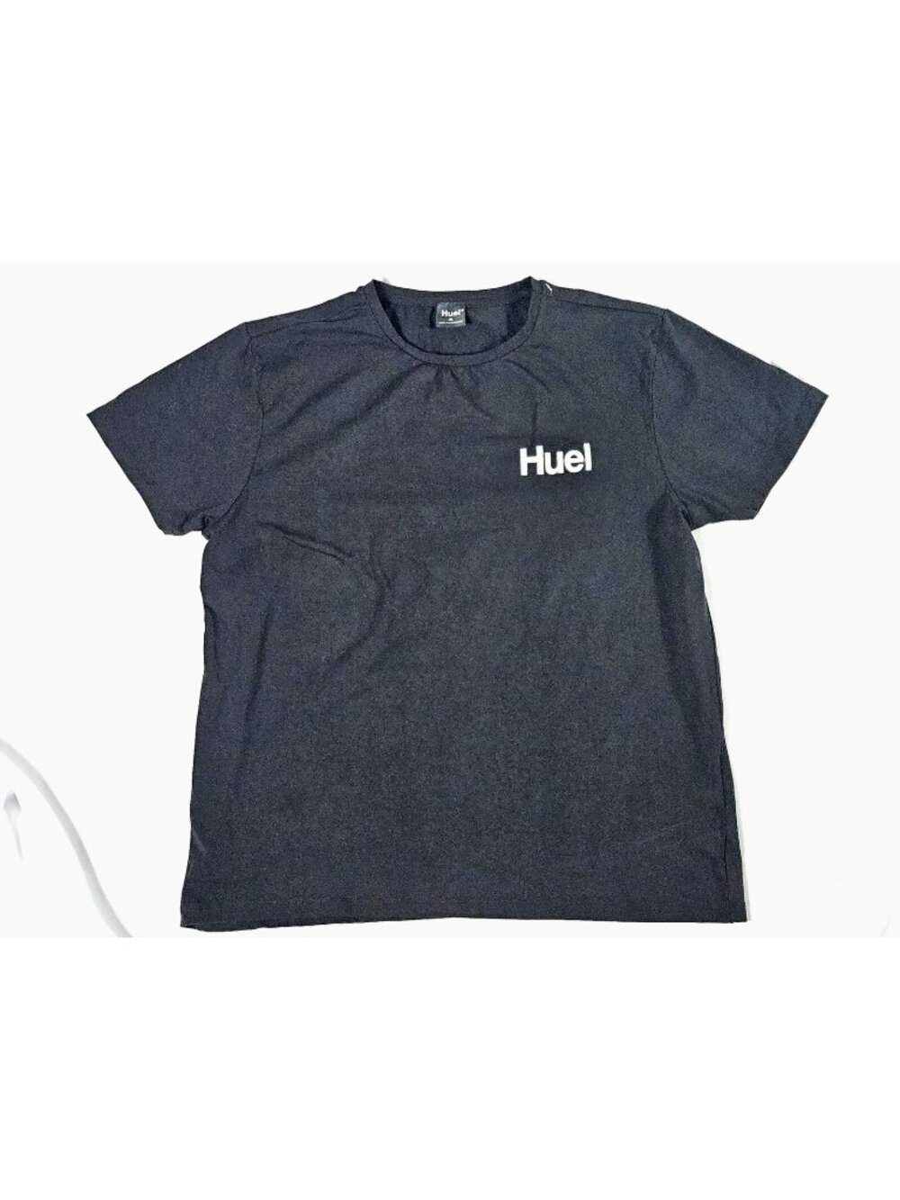 Huel Men's XL T-Shirt Black Stretch Cotton Blend Performance Minimalist Logo